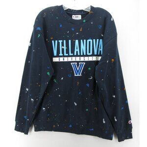 Villanova Wildcats University Sweatshirt Large Champion Paint Splatter NEW